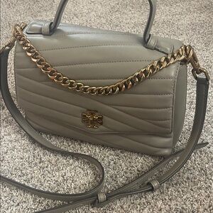 Tory Burch Gray Crossbody Bag with Gold Chain